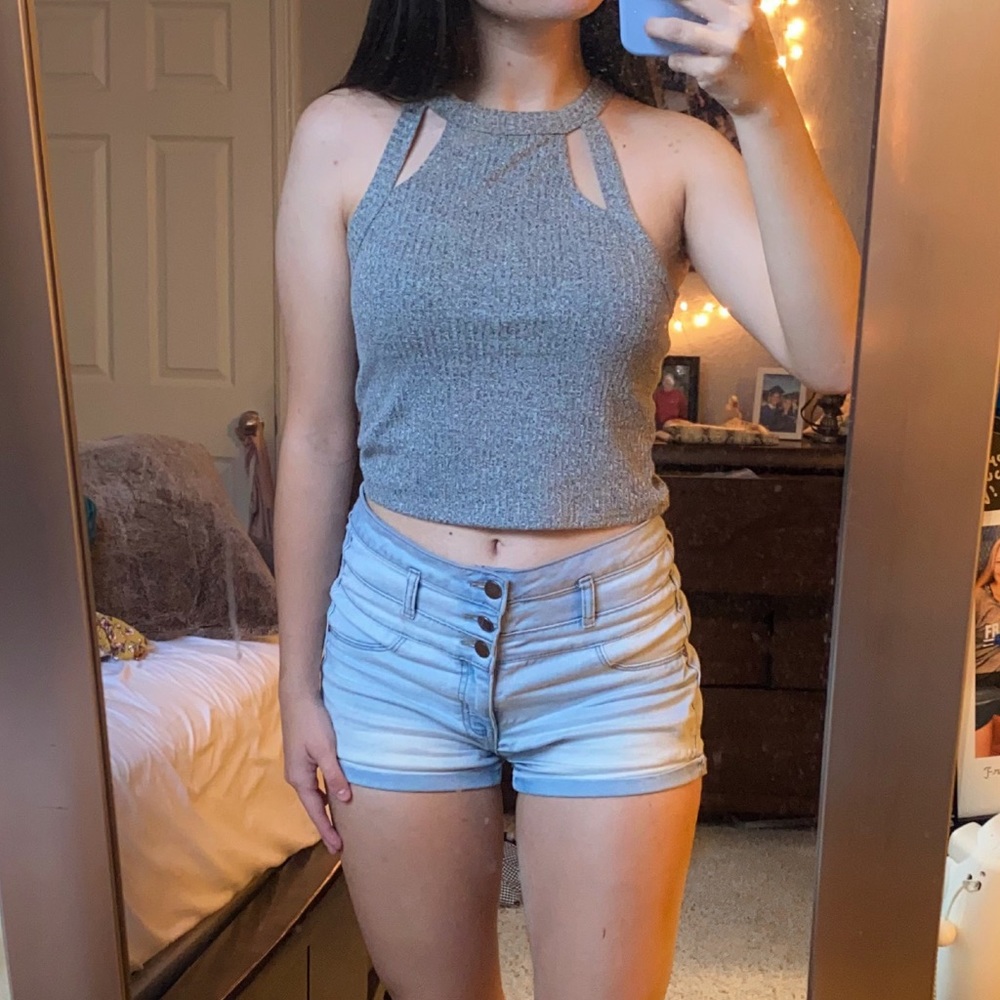Gray Halter Crop Top